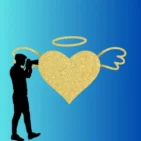 Lens of Hopefullness icon of photographer with heart and angel wings